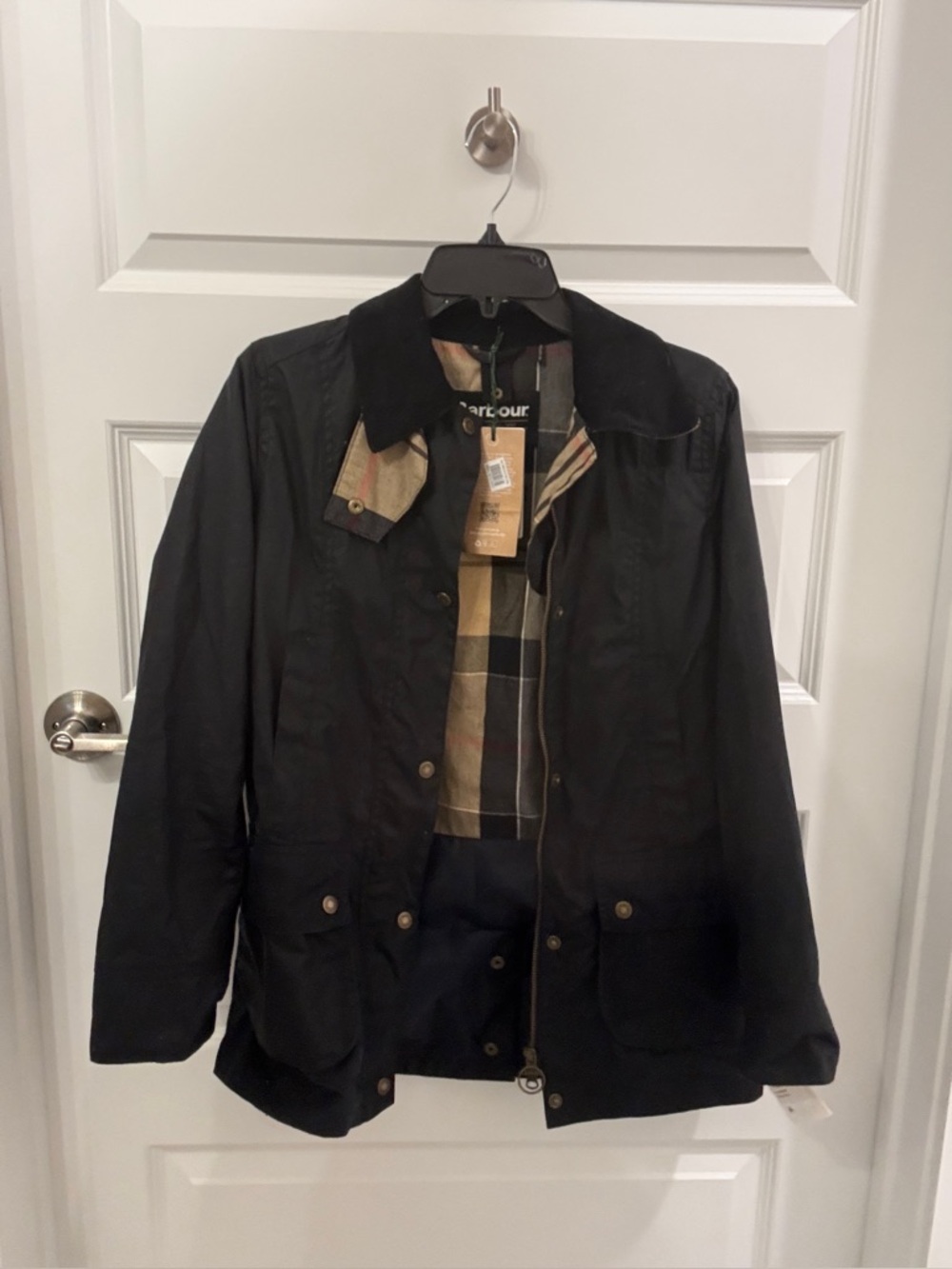 Barbour Fiddich Wax Coat in Navy